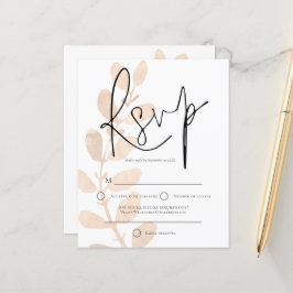 RSVP de Casamento de Script de Folhas Modernas de 