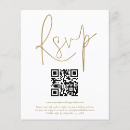 RSVP de Casamento de Script Dourado de Código QR d