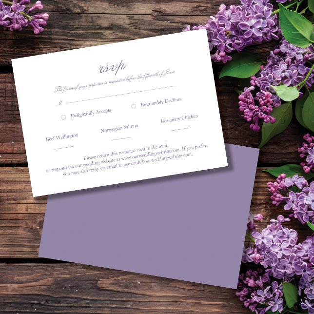 RSVP de Casamento de Script Elegante da lavanda (Criador carregado)
