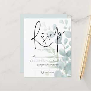 RSVP de Casamento de Script Elegante Eucalyptus El