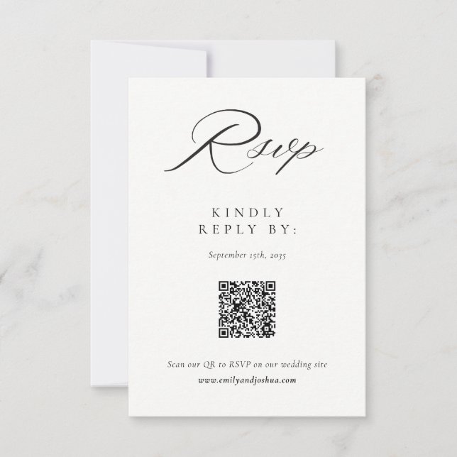RSVP de Casamento de Script Elegante Moderno (Frente)