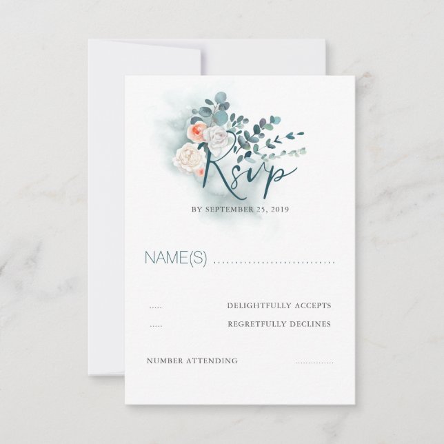 RSVP de Casamento de Script Eucalyptus (Frente)