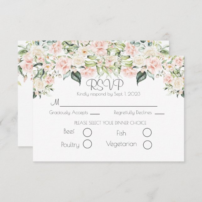 RSVP de Casamento de Script Floral Elegante (Frente/Verso)