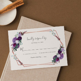 RSVP de Casamento de Script Floral Puro Geométrico