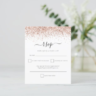 RSVP de Casamento de Script Glitter Dourado do Ros