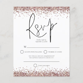 RSVP de Casamento de Script Glitter Dourado do Ros