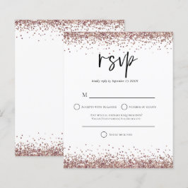 RSVP de Casamento de Script Glitter Dourado do Ros