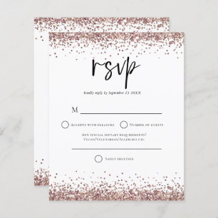 RSVP de Casamento de Script Glitter Dourado do Ros