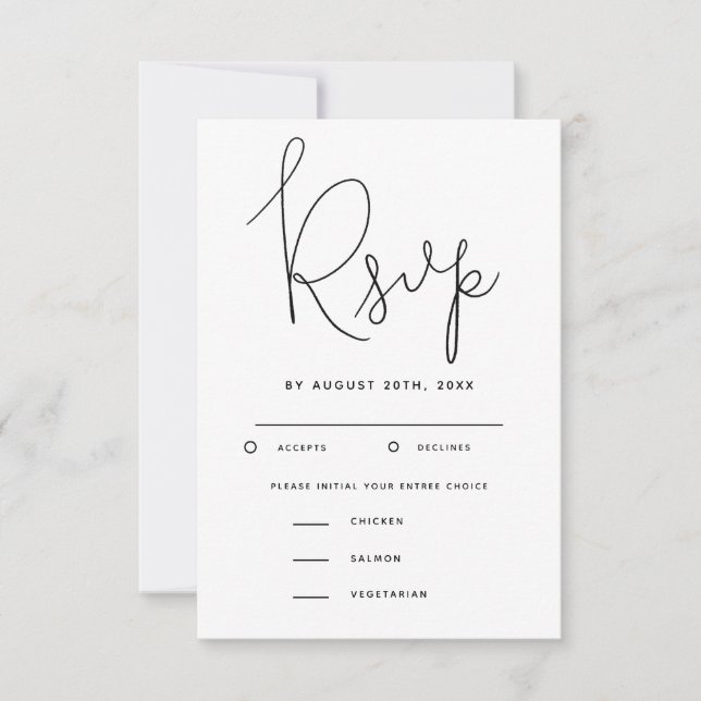 RSVP de Casamento de Script Moderno com a Escolha  (Frente)