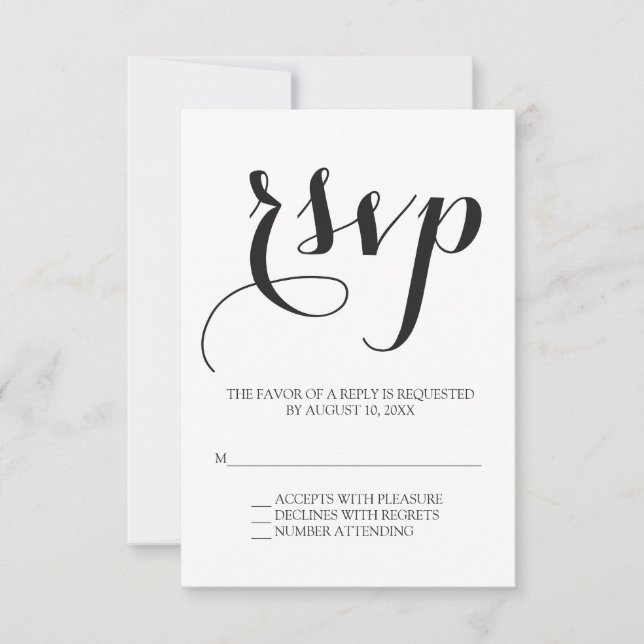 RSVP de casamento de script simples (Frente)