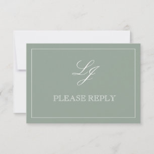RSVP de Casamento de Script Verde do Sage do Códig