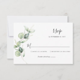 RSVP de Casamento de Script Watercolor Eucalyptus 