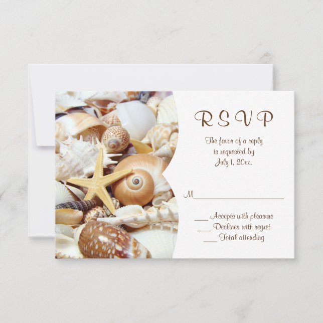 RSVP de Casamento de Seashells (Frente)