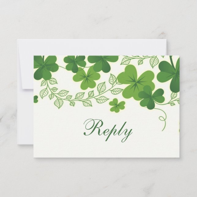 RSVP de Casamento de Shamrock (trevo) irlandês (Frente)