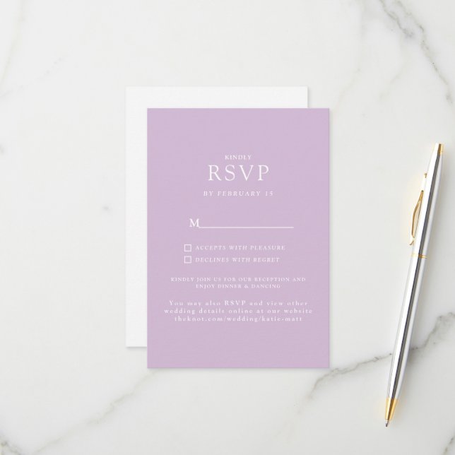 RSVP de Casamento de Site de Lavanda Simples (Frente/Verso In Situ)