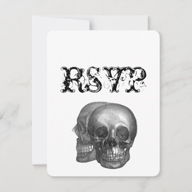 RSVP de Casamento de Skulls Gothic (Frente)