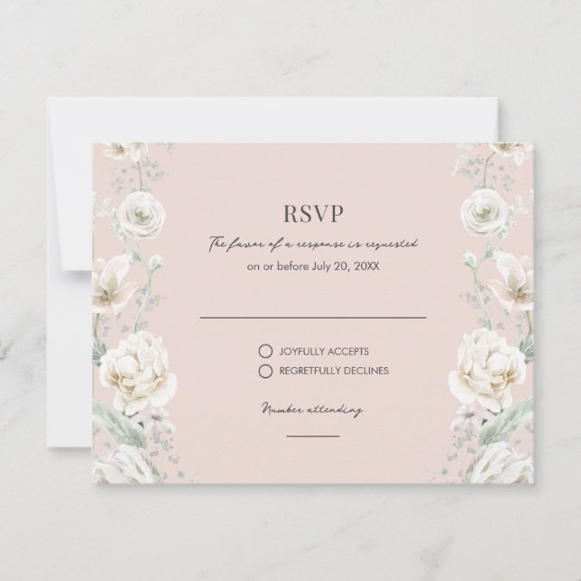 RSVP de Casamento de Sonho Floral Cor-de-Rosa-Blus (Frente)