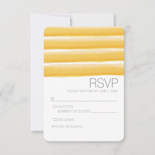 RSVP de Casamento de Stripes de Aquarela e Cinza (Frente)
