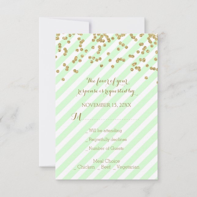 RSVP de Casamento de Stripes de Casa de Confetti D (Frente)