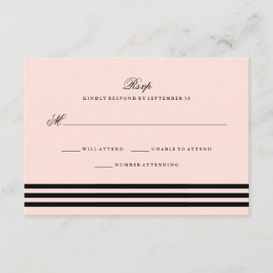 RSVP de Casamento de Stripes sofisticadas Cor-de-r