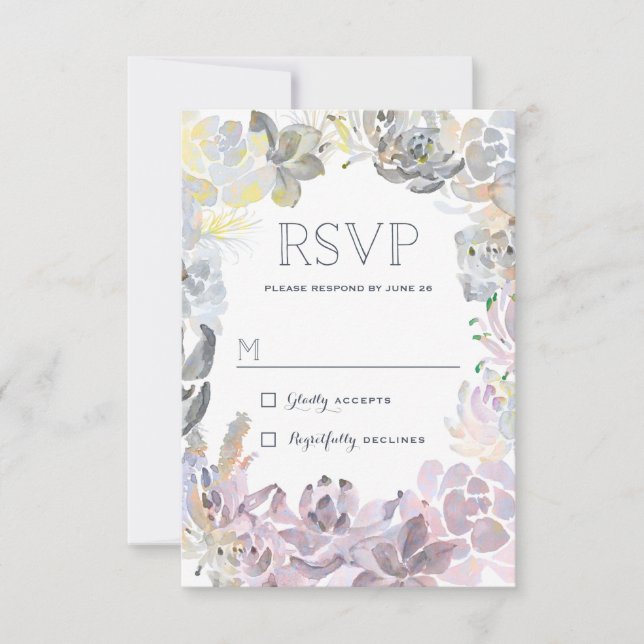 RSVP de Casamento de Suculentes Doce (Frente)