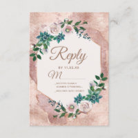 RSVP de Casamento de Suculentos Dourados Rosa Rosa