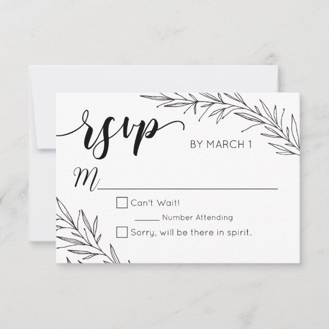 RSVP de Casamento de Sucursais Desenhadas Mão (Frente)