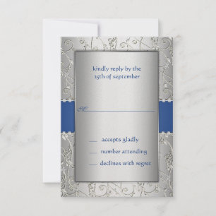 RSVP de Casamento de Swirl Azul e Prata