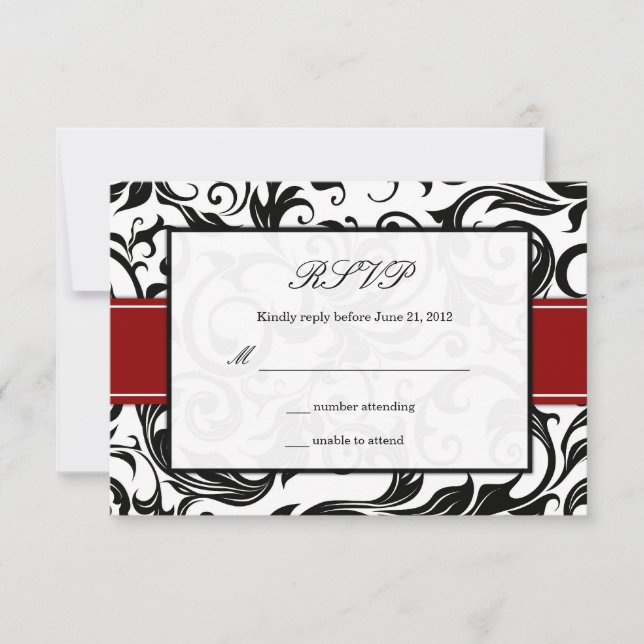 RSVP de Casamento de Swirl da Burgundy (Frente)