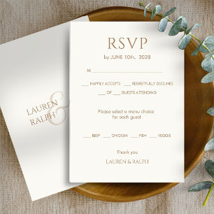 RSVP de Casamento de Taupe e Monograma de Marfim