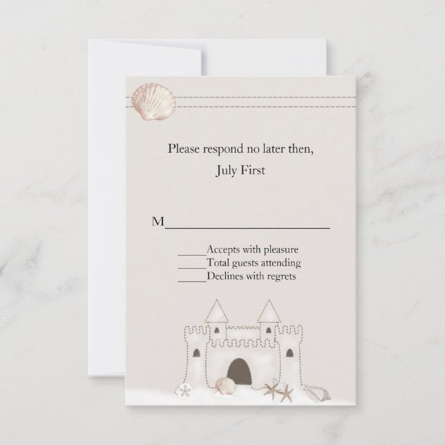 RSVP de Casamento de Tema da Praia de Castela de A (Frente)
