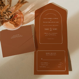 RSVP de Casamento de Terracotta de Arch Simple Boh