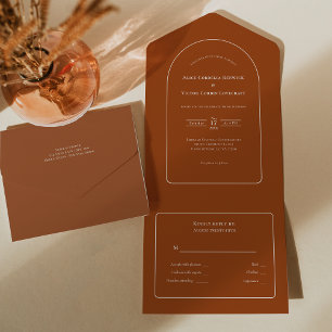 RSVP de Casamento de Terracotta de Arch Simple Boh