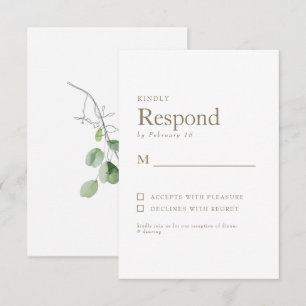 RSVP de Casamento de Texto Dourado Branco primaver