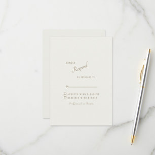 RSVP de Casamento de Texto Dourado Moderno Simples