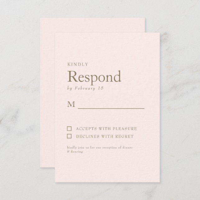 RSVP de Casamento de Texto Dourado Simples (Frente/Verso)