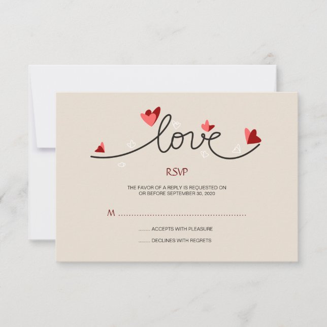 RSVP de Casamento de Texto Elegante Simples no Amo (Frente)
