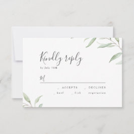 RSVP de casamento de tipo botânico mínimo verde