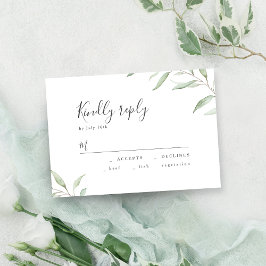 RSVP de casamento de tipo botânico mínimo verde