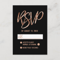 RSVP de Casamento de Tipografia Moderna Dourada de
