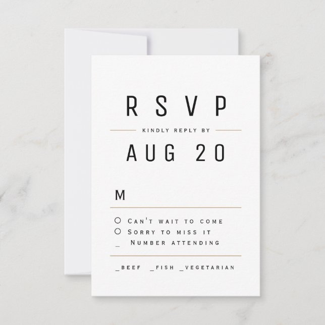 RSVP de Casamento de Tipografia Simples Moderna (Frente)