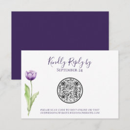 RSVP de Casamento de Tulipas Roxo Minimalista do C