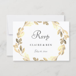 RSVP de Casamento de Wreath do Ouro Elegante