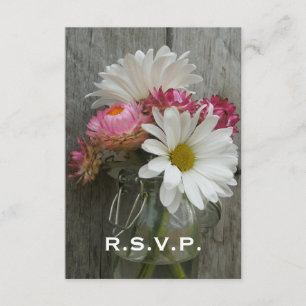 RSVP de Casamento: Disies, Strawflower, & Barnwood