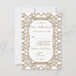 RSVP de Casamento do 1920 Negro Dourado Elegante G