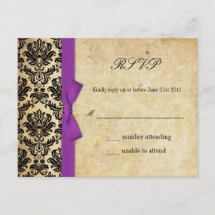 RSVP de Casamento do Arco Damask Purple