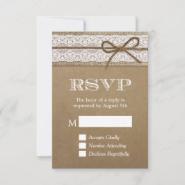 RSVP de Casamento do Arco Rustic Burlap String