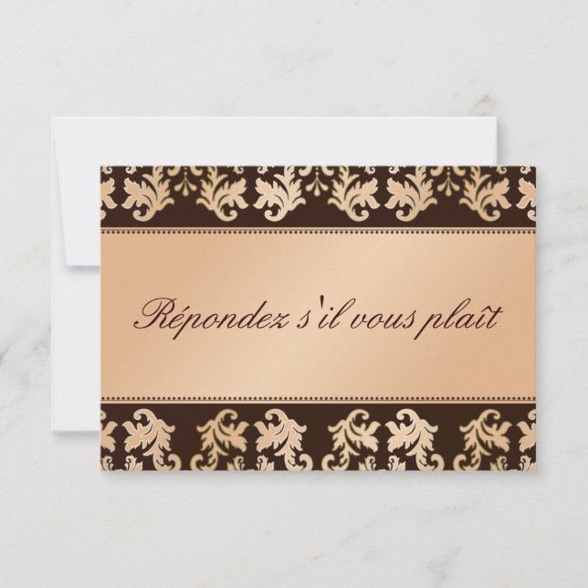 RSVP de Casamento do Autumn Reverie Damask Elegant (Frente)