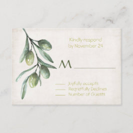 RSVP de Casamento do Branch da Olive Italiana