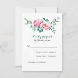 rsvp de casamento do buquê de aquarela floral